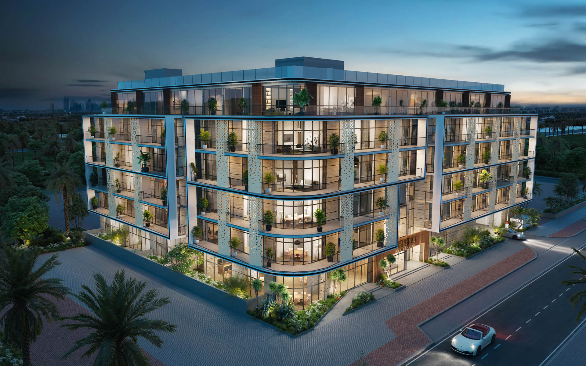 Sereno Residences exterior in Jumeirah Village Circle, Dubai